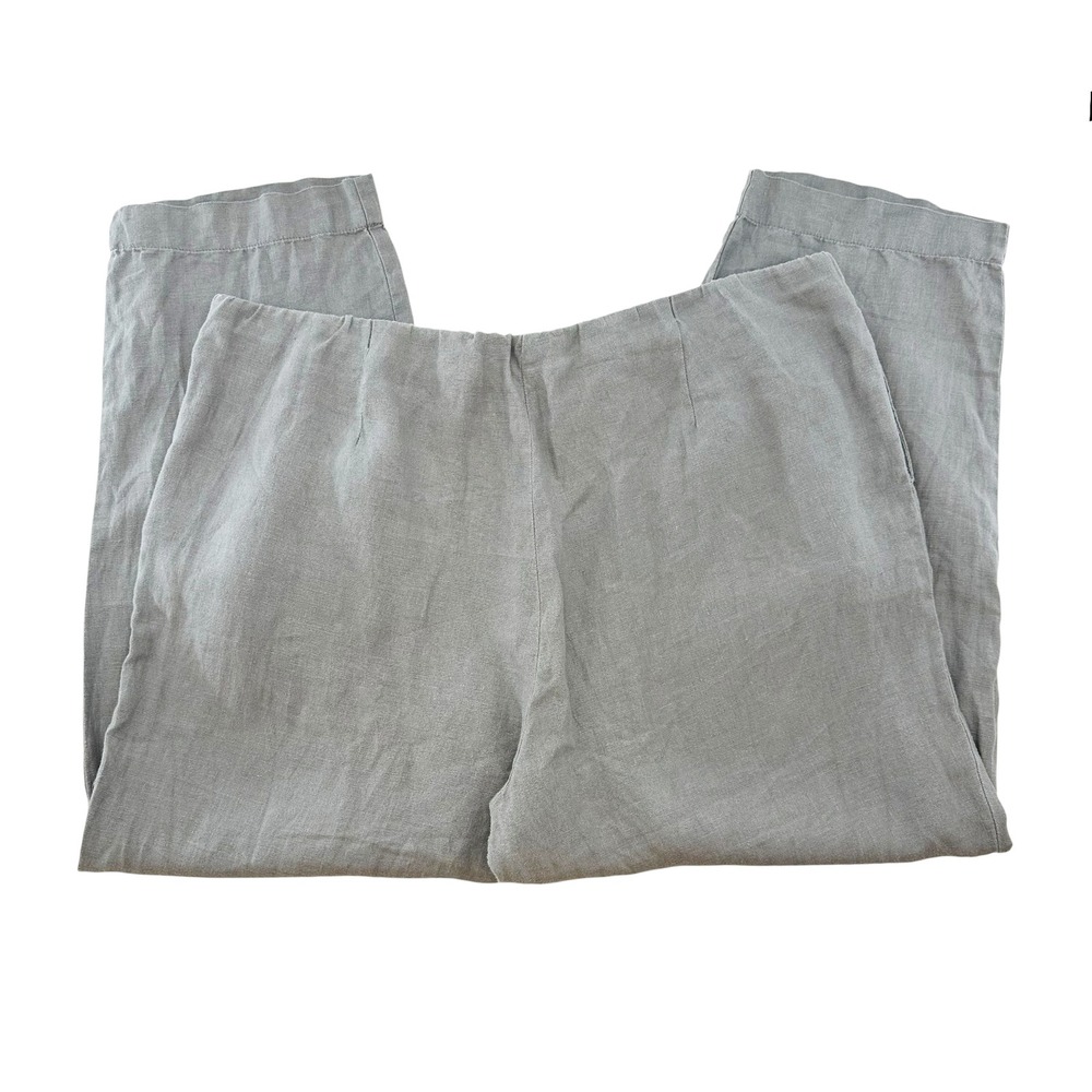 J. JILL 100% Linen Wide Leg Pull On Pants • Large Tall • gray • coastal chic - Picture 3 of 7